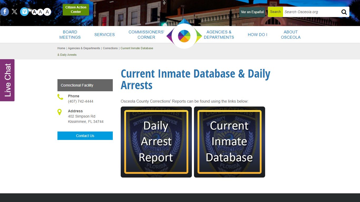 Current Inmate Database & Daily Arrests - Osceola County, Florida